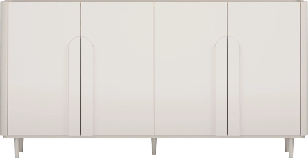 Komoda Amilio 200 cm štvordverová na nožičkách - kašmír / olejovaný dub / úchytky kašmír