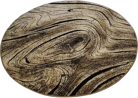 HU Okrúhly Hnedý moderný koberec Loft 260 vzor dreva