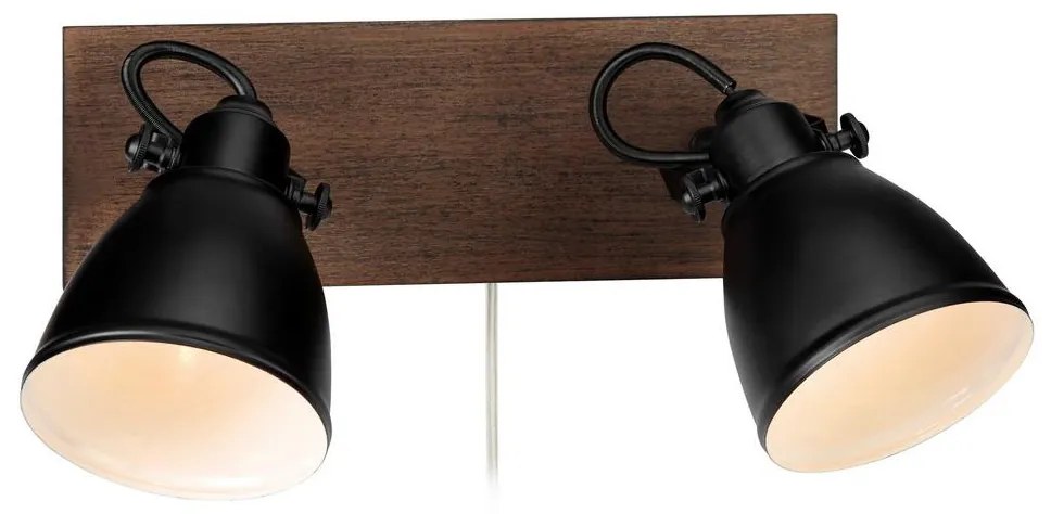 Markslöjd 108213 - Nástenné bodové svietidlo NATIVE 2xE14/18W/230V čierna/hnedá