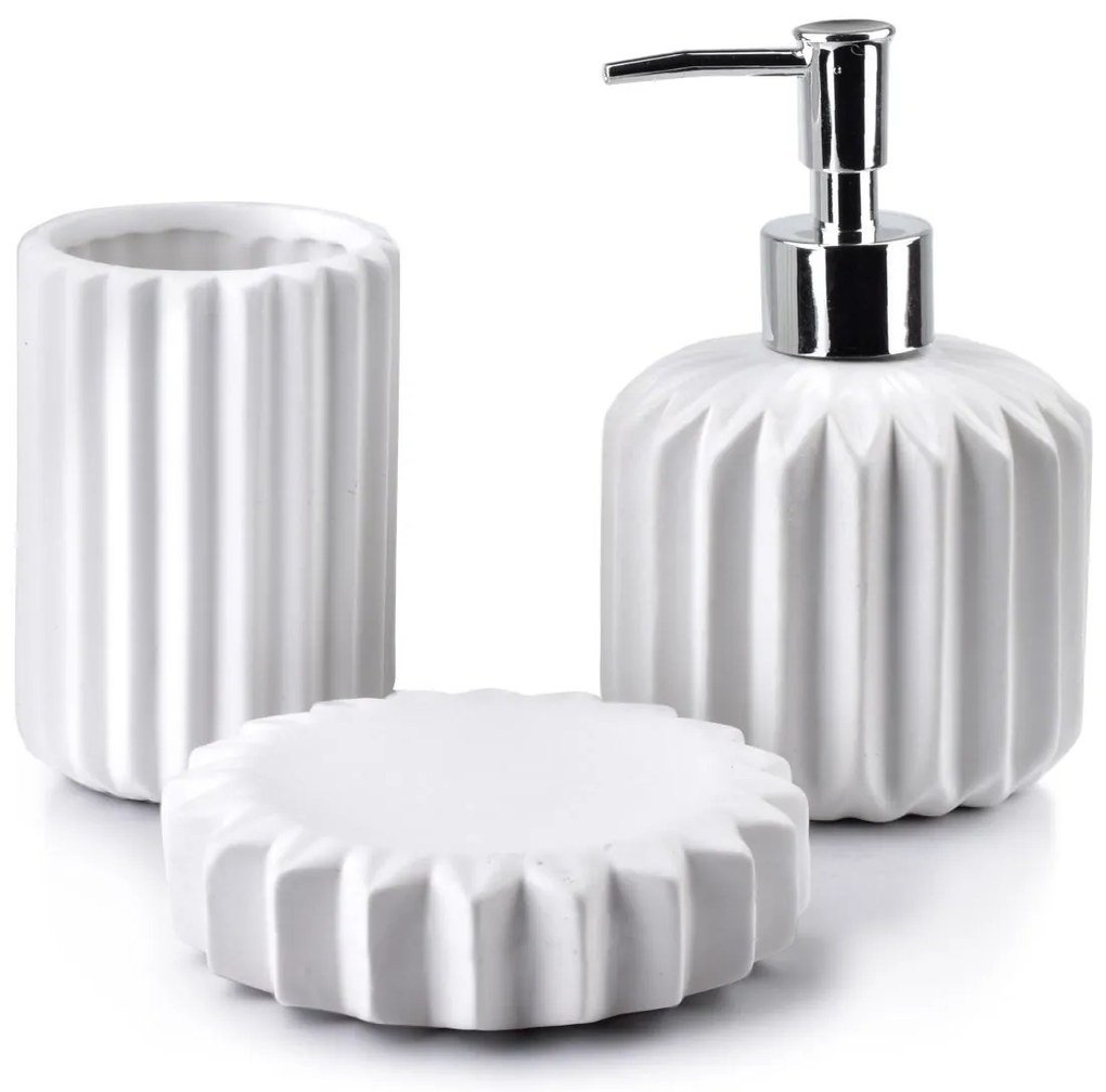 Sada kúpeľňových doplnkov Ferra, biela/s chrómovými prvkami