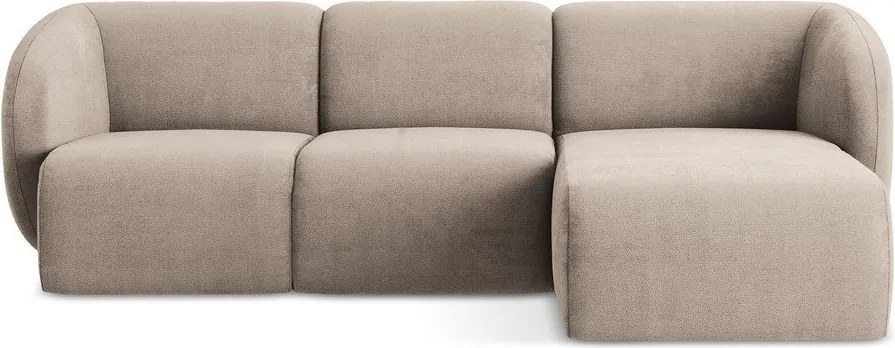 Svetlohnedá ženilková rohová pohovka (pravý roh/s leňoškou) Lani – Makamii