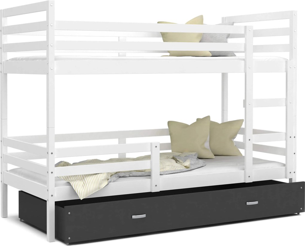 GL Poschodová posteľ Emil - biela Farba: Sivá, Rozmer: 190x80