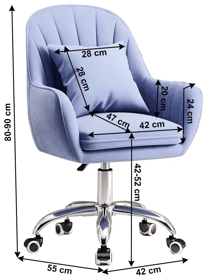 Kancelárske kreslo Klian - modrá (Velvet) / chróm
