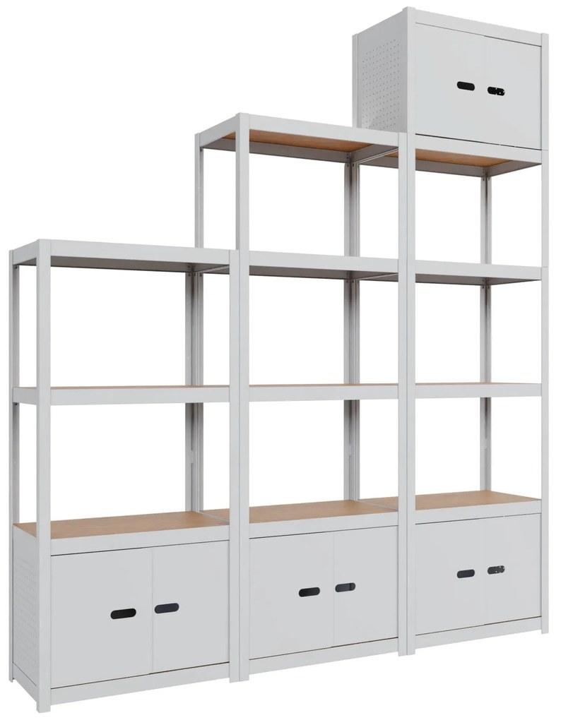 Policový regál kovový s dvierkami biely AR Style D-Carbon