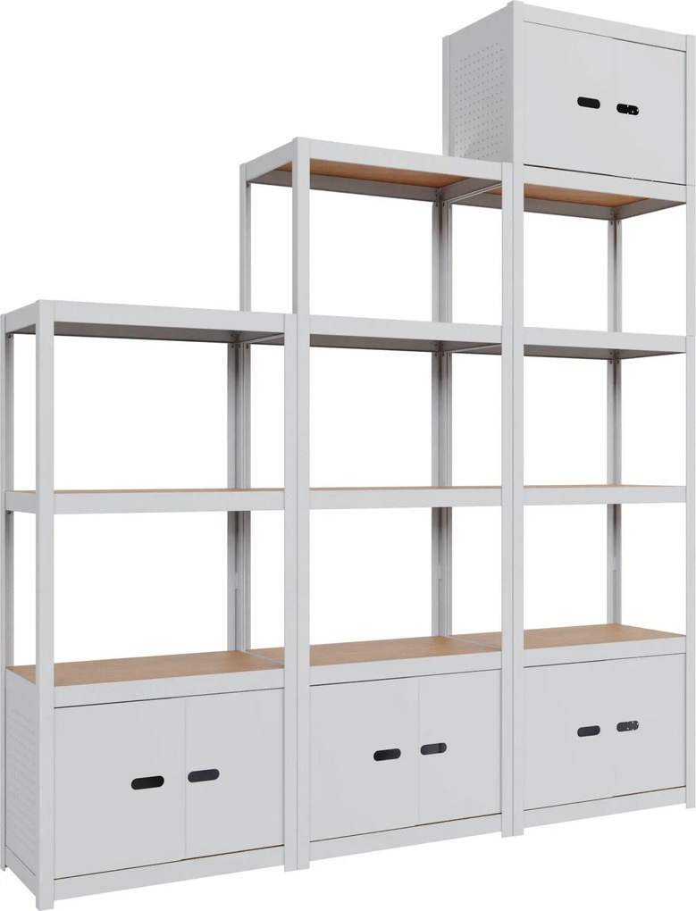 Policový regál kovový s dvierkami biely AR Style D-Carbon