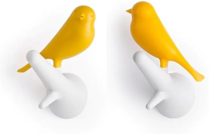 Sada bielo-žltých nástenných vešiakov Qualy Hook Sparrow