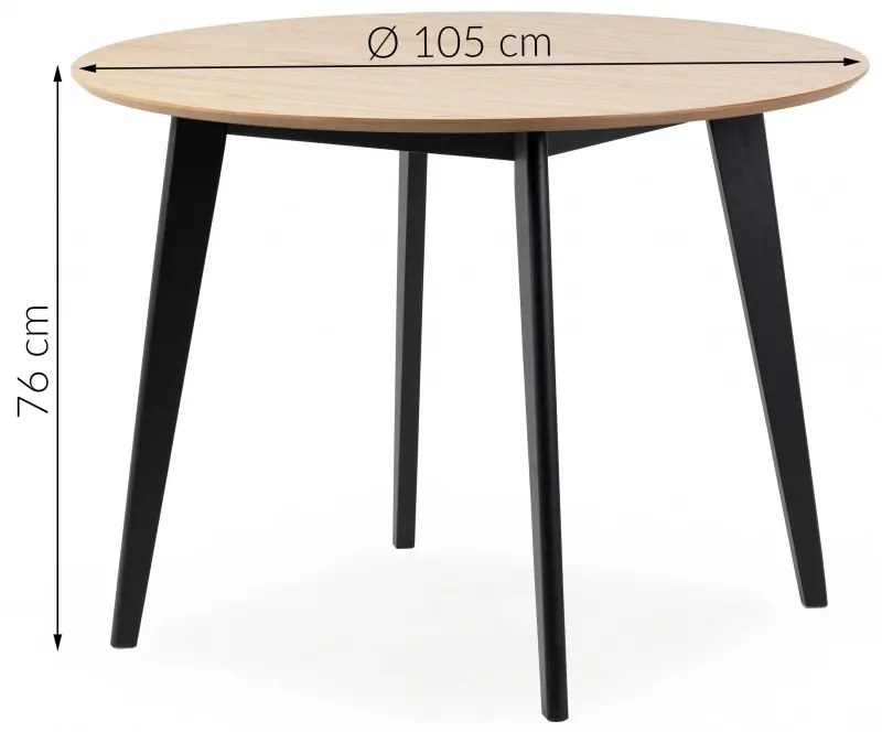 Okrúhly jedálenský stôl Roxy 105 cm dub přírodní/čierna