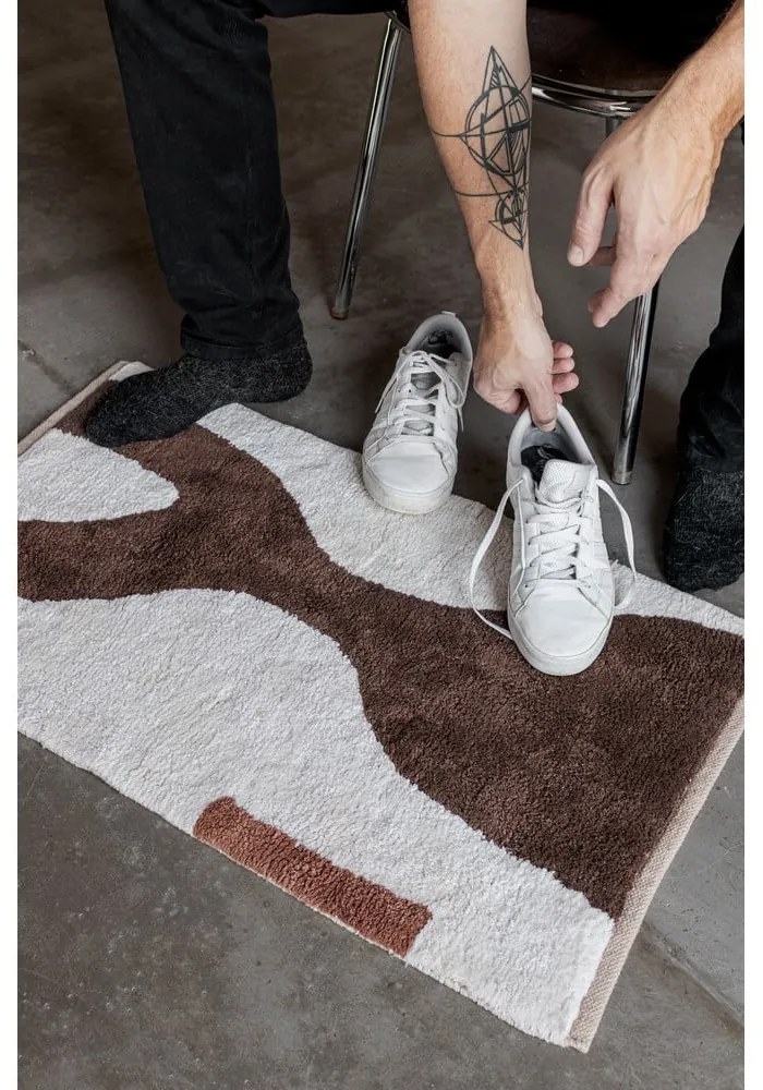 Bielo-hnedý prateľný bavlnený koberec 50x80 cm Figura – Mette Ditmer Denmark