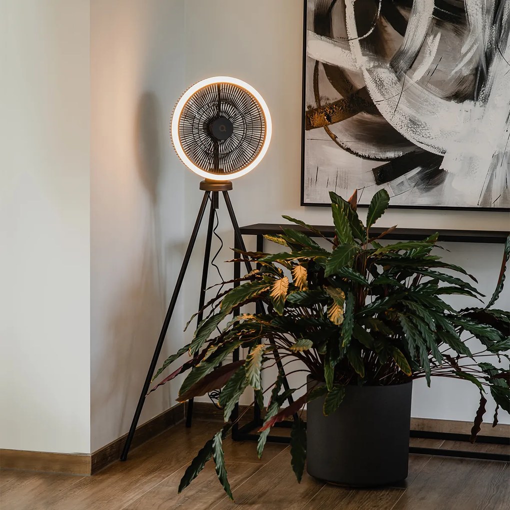 Stojaca lampa s trojnožkou čierna vrátane LED 3-stupňového stmievača - Meric