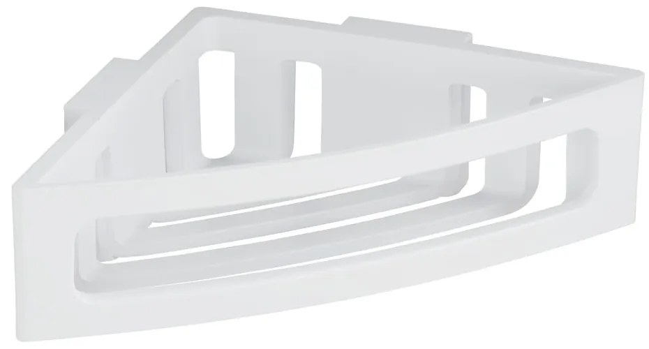 Biela rohová samodržiaca plastová kúpeľňová polička Bralia - Wenko