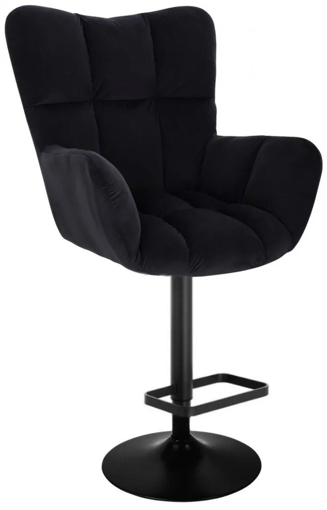 LuxuryForm DESIGN Barové kreslo AURORA VELUR na čiernom tanieri - čierne
