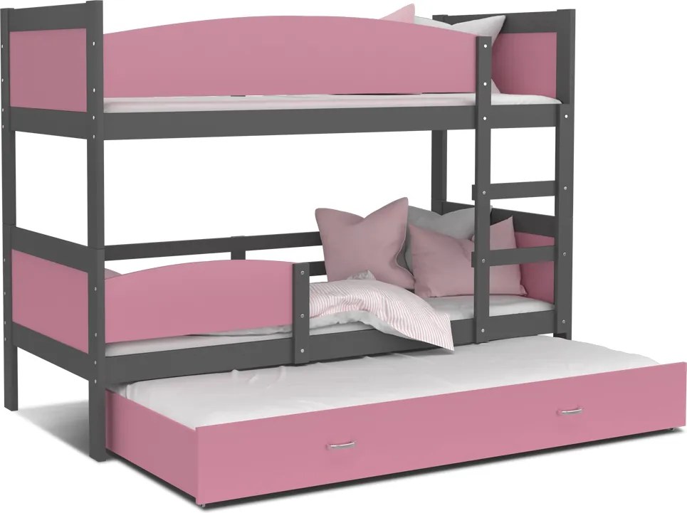 GL Poschodová posteľ Swing 3 grafit Color MDF 190x80 Farba: Ružová