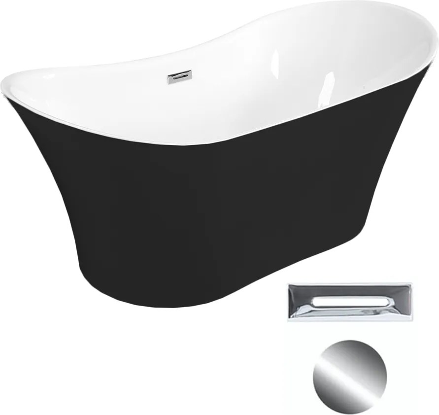 Besco Akrylátová voľne stojaca vaňa Amber BW 170x80 BESCO-Typ výpuste: Click-Clack s prepadom, grafit, BESCO-Rozmery: 170x80, BESCO-Farba: Biela/čier…
