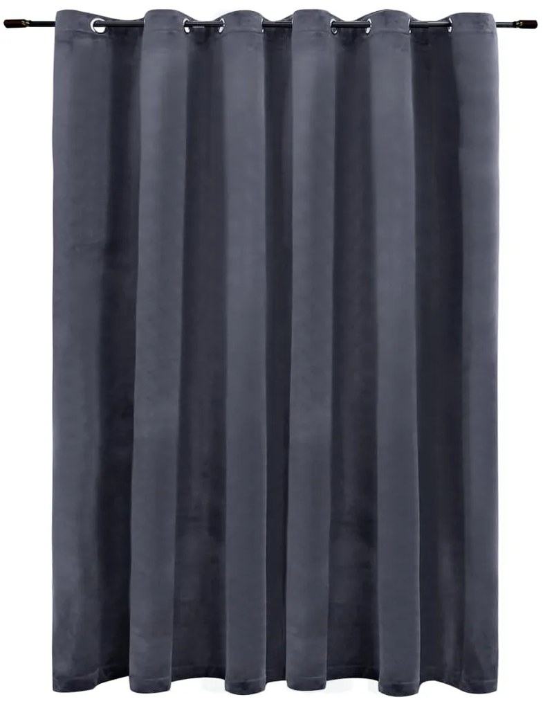 vidaXL Zatemňovací záves s kovovými očkami, zamat, antracit 290x245 cm
