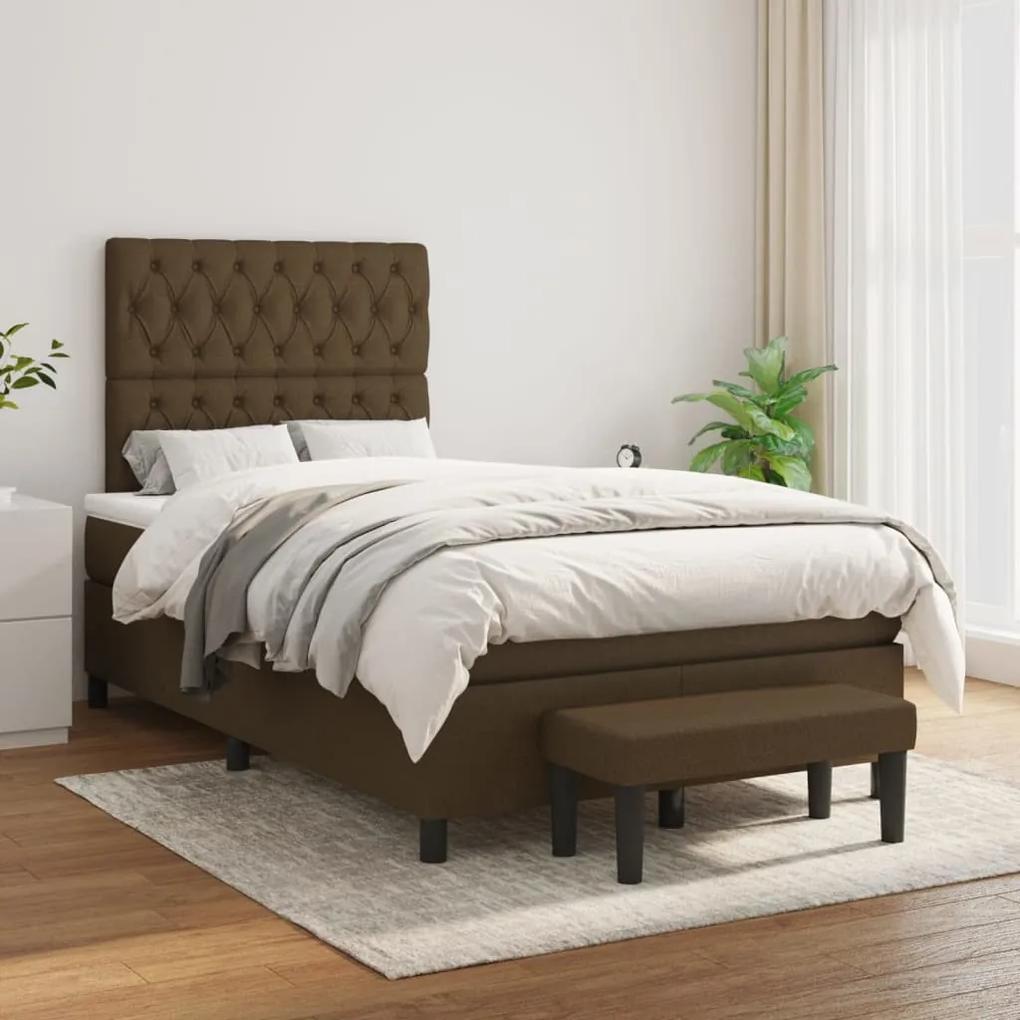 Boxspring posteľ s matracom tmavohnedá 120x200 cm látka 3136824