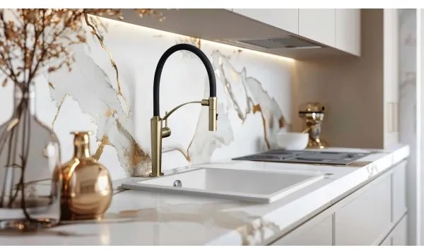 Deante BRC_R72M - Drezová batéria s flexibilným ramienkom CORDA kefovaná zlatá