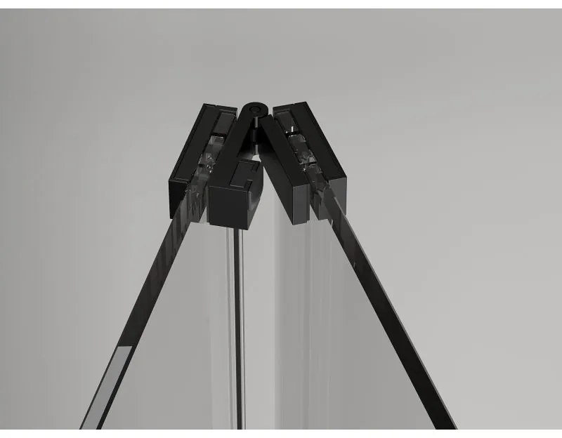 Mexen Exo, sprchovací kút so skladacími dverami 75 x 90 cm, 6mm číre sklo, čierny profil, 816-075-090-70-00