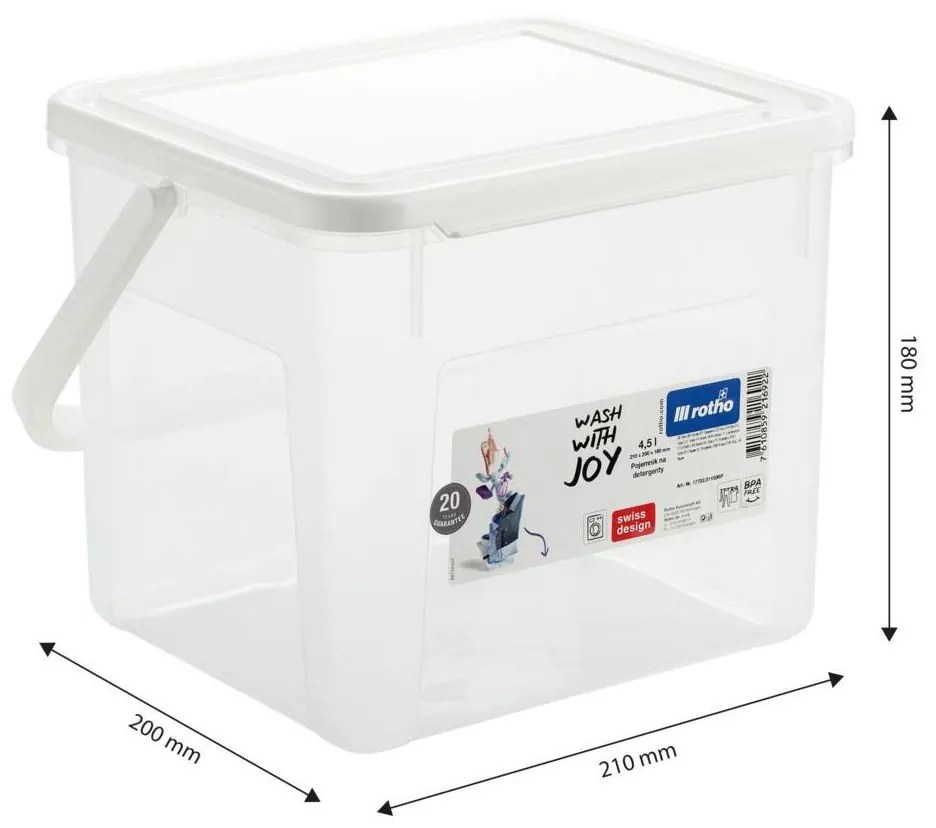 Rotho Box na prací prášok (3kg), 4,5l, s rúčkou, DETERGENT