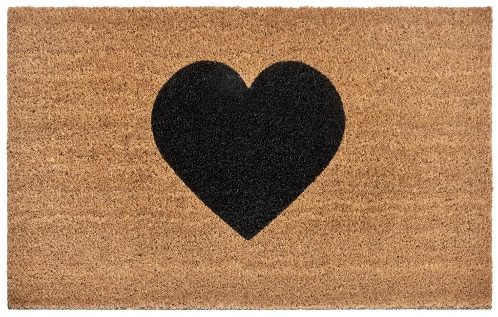 Hanse Home, Rohožka srdce kokos 105672 – na von aj na doma, 45x75, hnedá, chodba / predsieň