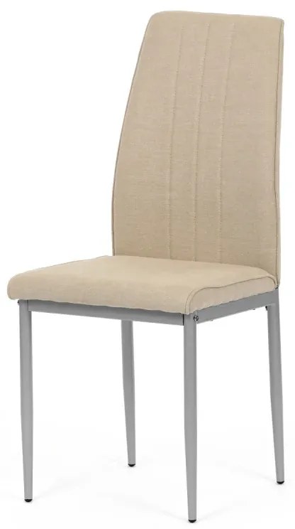 Židle jídelní, béžová látka, šedé kovové nohy