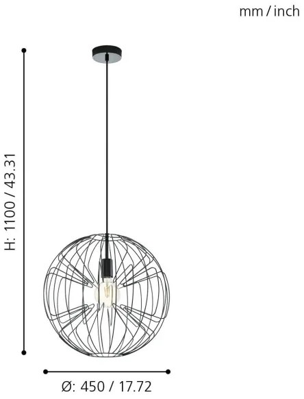 Eglo 98688 - Luster na lanku OKINZURI 1xE27/60W/230V