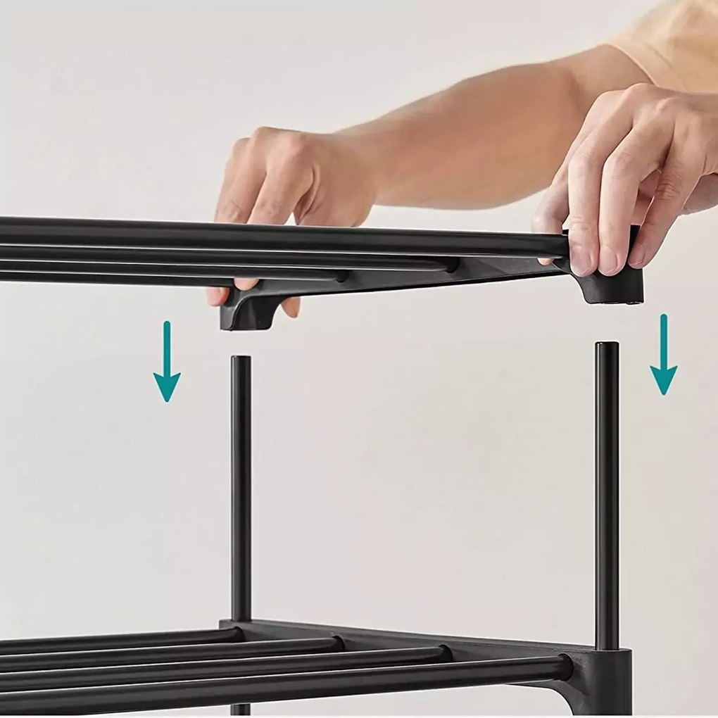 Kovový botník SHOEN 92x30x54 cm čierny