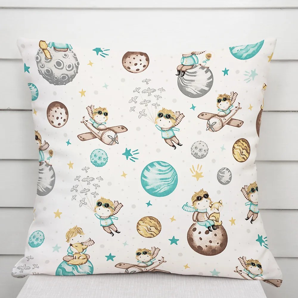 Biante Detská bavlnená obliečka na vankúš Sandra SA-561 Malý princ na bielom 60 x 60 cm