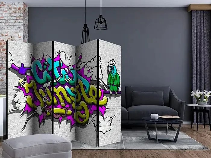 Paraván - City Jungle - graffiti II [Room Dividers] Veľkosť: 225x172, Verzia: Obojstranný