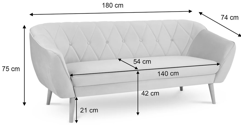 Wilsondo Pohovka III Deana 180x74 - zelená