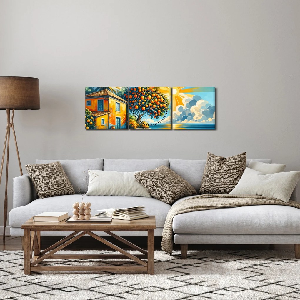 Obraz - Dom s pomarančmi I. (s hodinami) (90x30 cm)