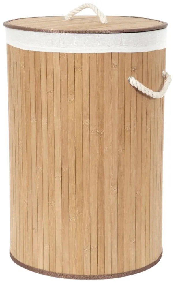 Compactor Bambusový kôš na bielizeň s vekom Compactor Bamboo - okrúhly, prírodný, 40 x 60 cm