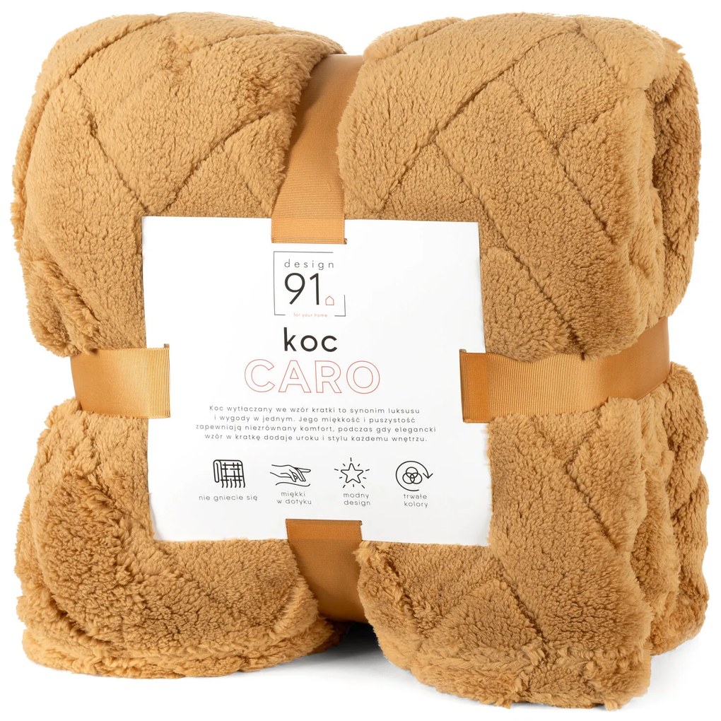 DEKA Z MIKROFLANELU CARO 200X220 CM MEDOVÁ