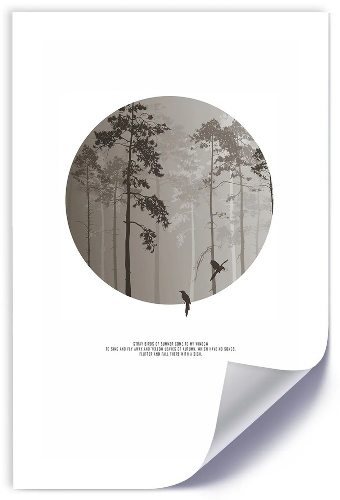 Gario Plagát Vtáky v lese Farba rámu: Bez rámu, Rozmery: 30 x 45 cm