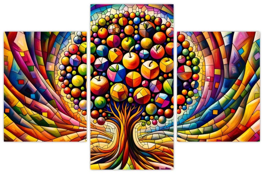 Obraz – Farebný strom s jablkami (90x60 cm)