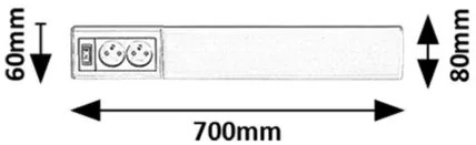 Rabalux BATH 2E LED podlinkové svietidlo s vypínačom a 2x zásuvkou, 70 cm
