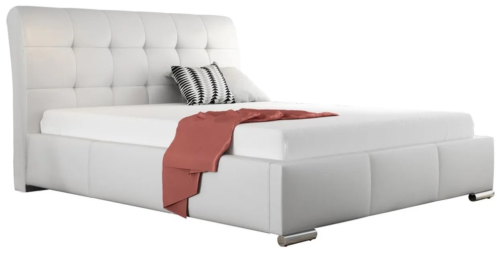 Čalúnená manželská posteľ Pilatus, Rozmer postele: 180x200, Dostupné poťahy: ekokoža Soft 017 (biela)