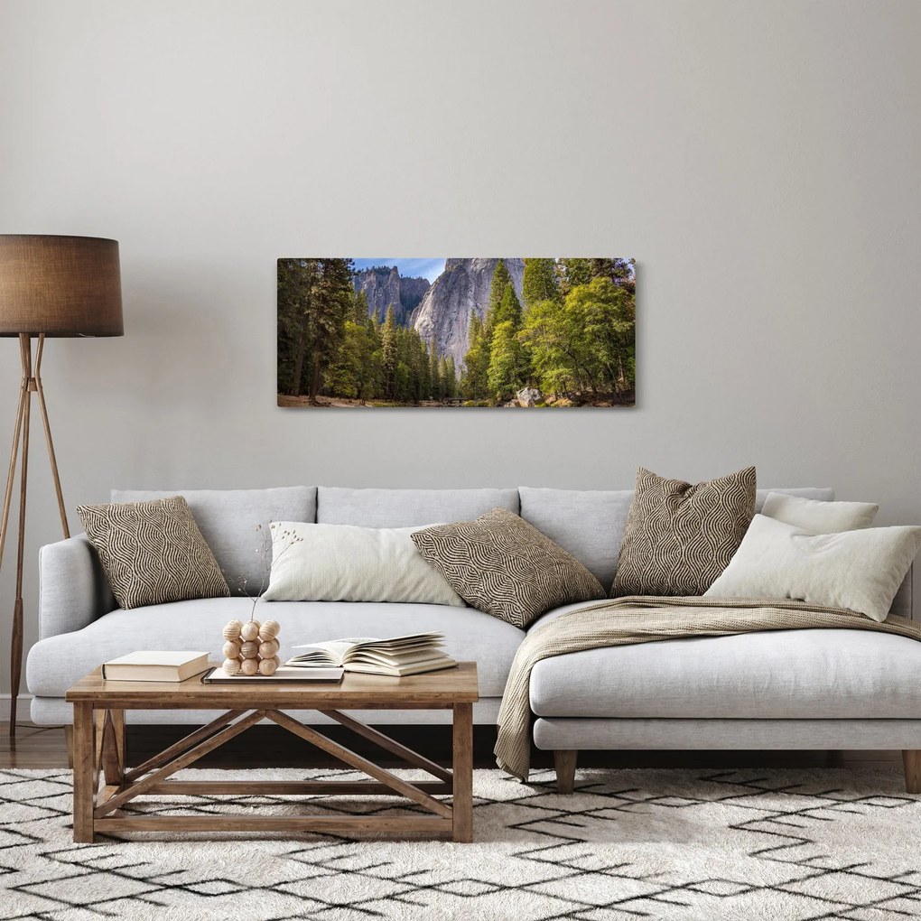 Obraz - Pod Yosemite skalou (120x50 cm)