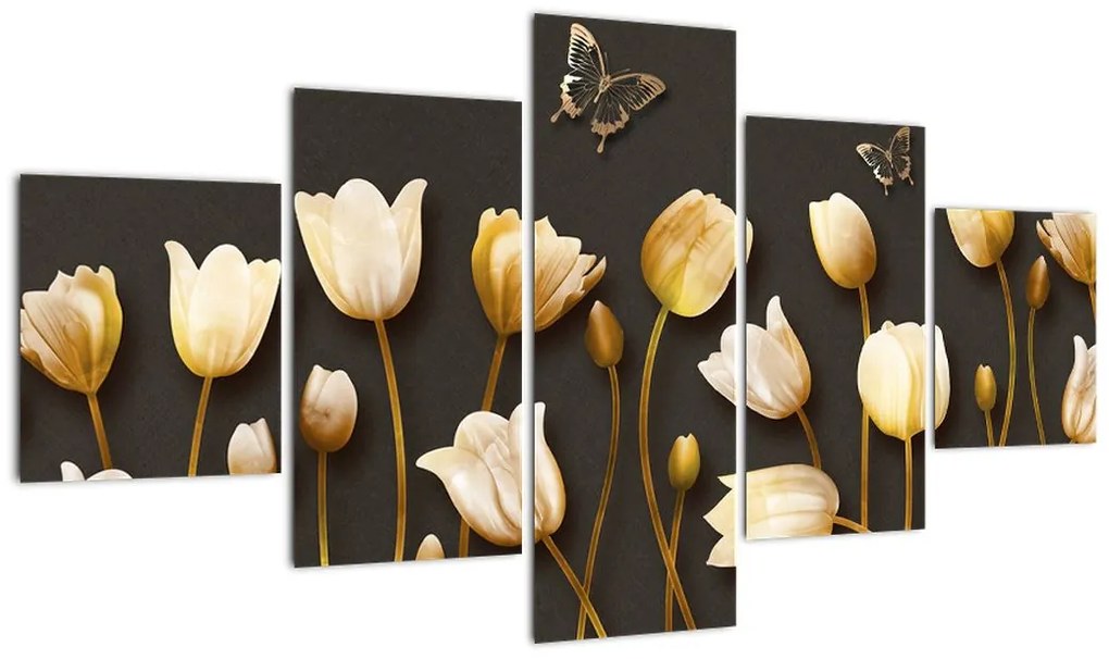 Obraz zlatých tulipánov