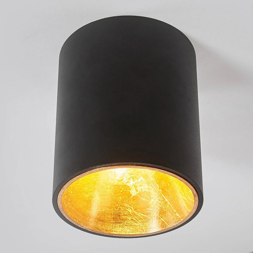 Stropné LED svetlo Juma, okrúhle, čierno-zlaté