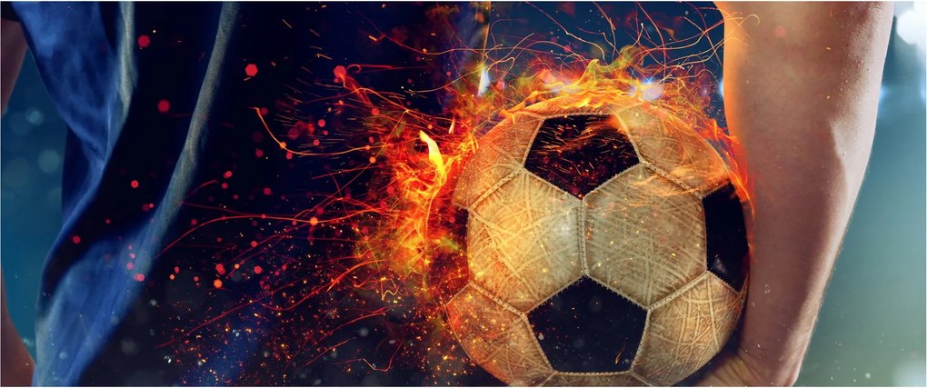 Obraz - Futbalová lopta v ohni (120x50 cm)