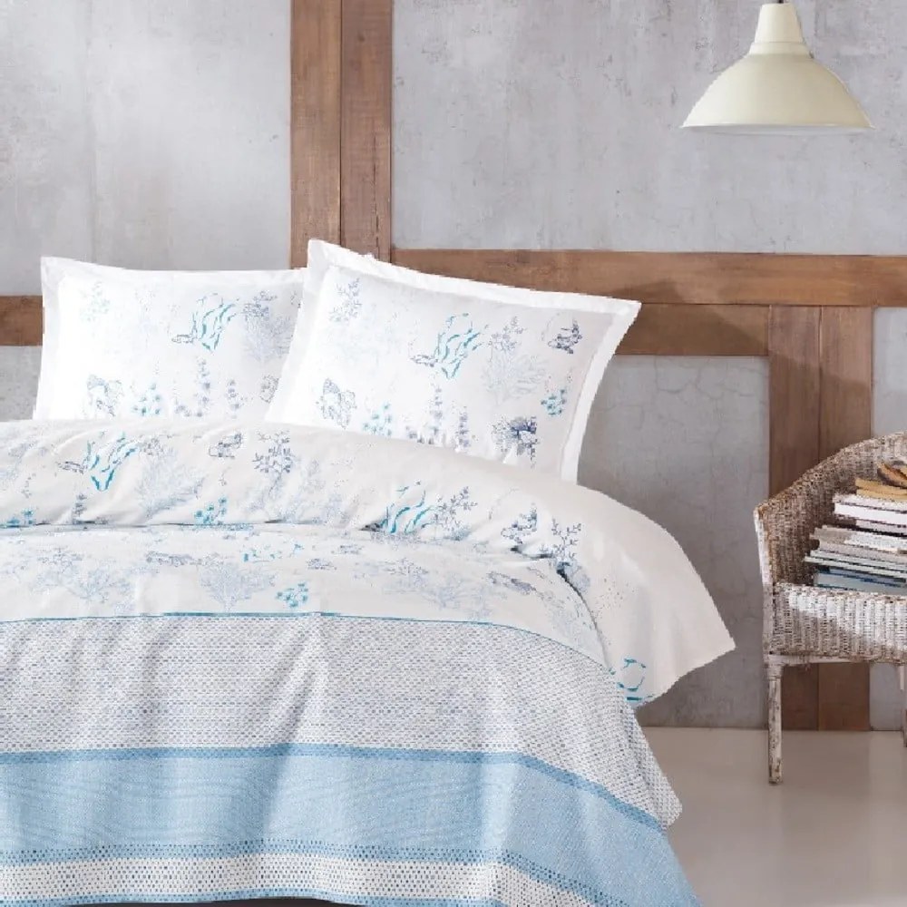 Prikrývka cez posteľ na dvojlôžko s obliečkami na vankúše a plachtou Marion, 220 × 240 cm