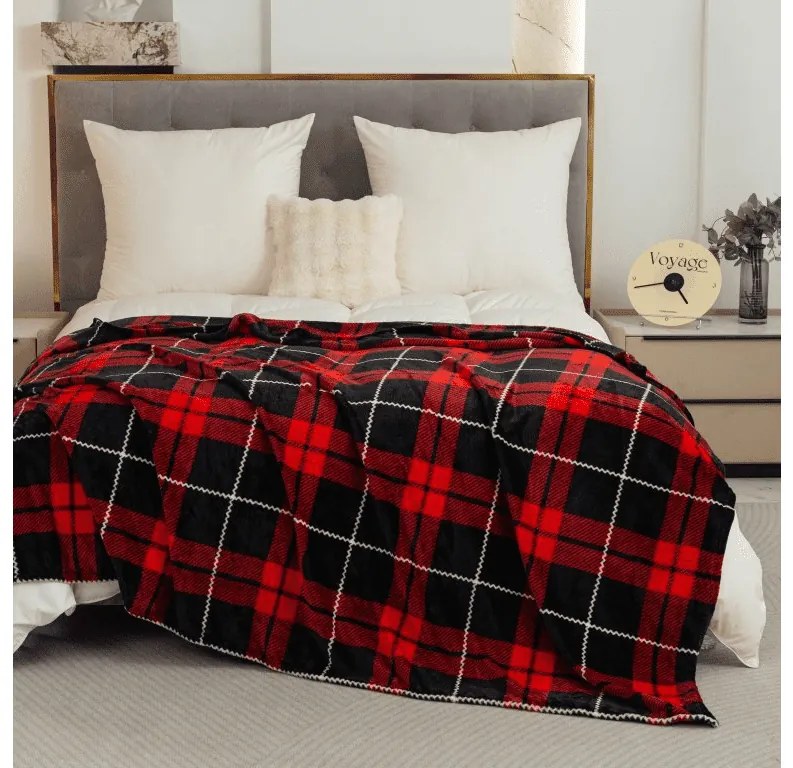 Mikroplyšová deka ALBURY, červená Rozmer: 160 x 200 cm