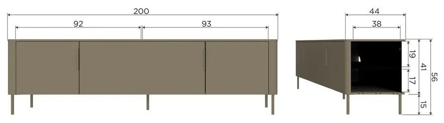 Taupe TV stolík z borovicového dreva 154x56x44 cm Gunnar – WOOOD