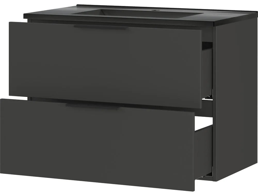 Čierno-antracitová závesná skrinka s umývadlom 81x61 cm Crandon – Germania
