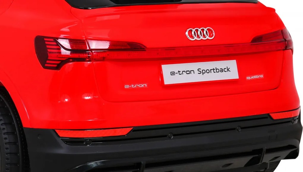 Ramiz Audi E-Tron Sportback pre deti červené + na diaľkové ovládanie + pohon 4x4 + pomalý štart + rádio MP3 + LED