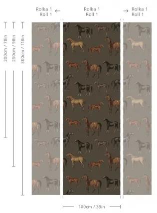 WALLCOLORS Horses olive wallpaper - tapeta POVRCH: Prowall Canvas