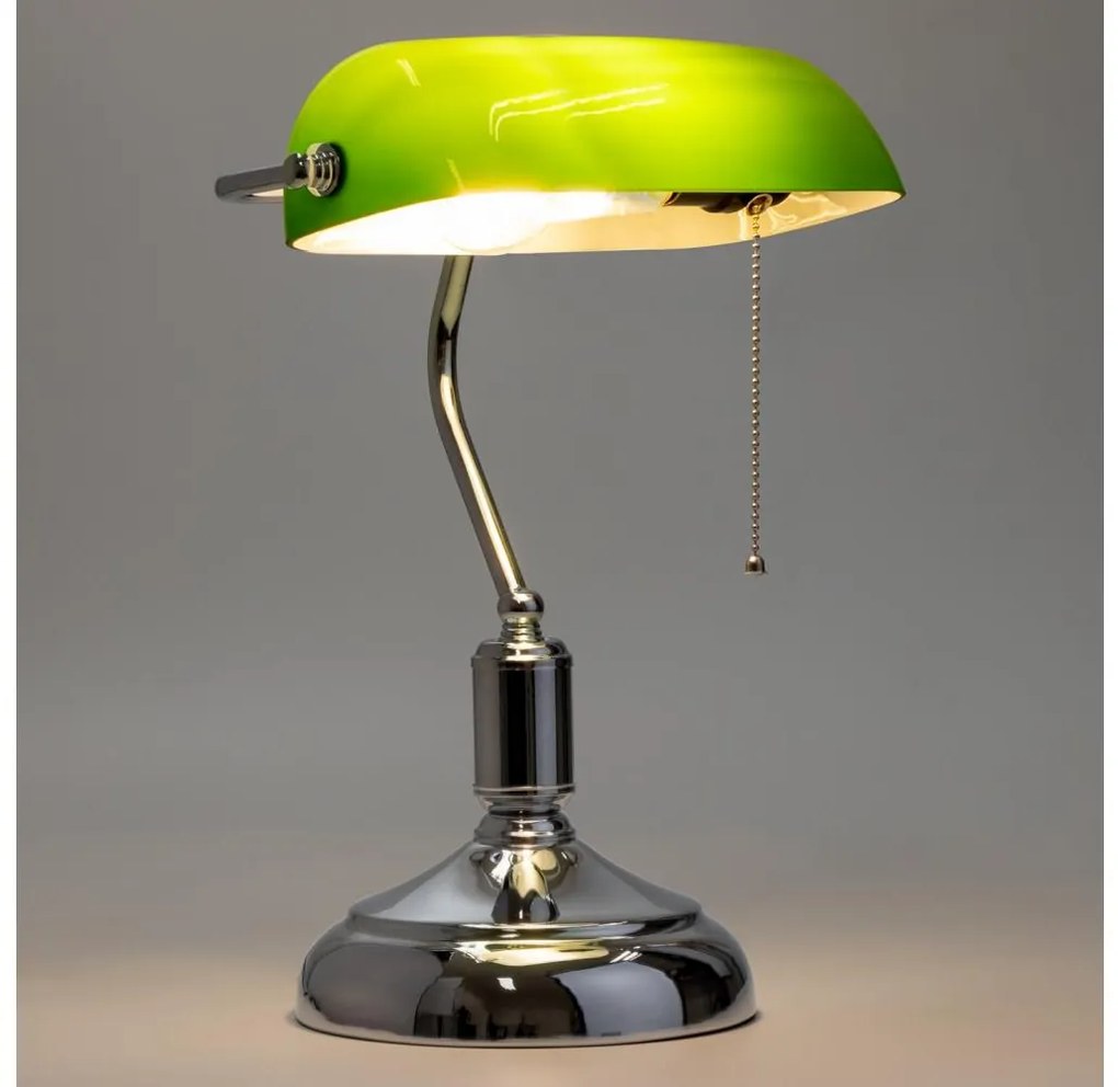 Brilagi - Stolná lampa BANK OFFICE 1xE27/60W/230V lesklý chróm/zelená