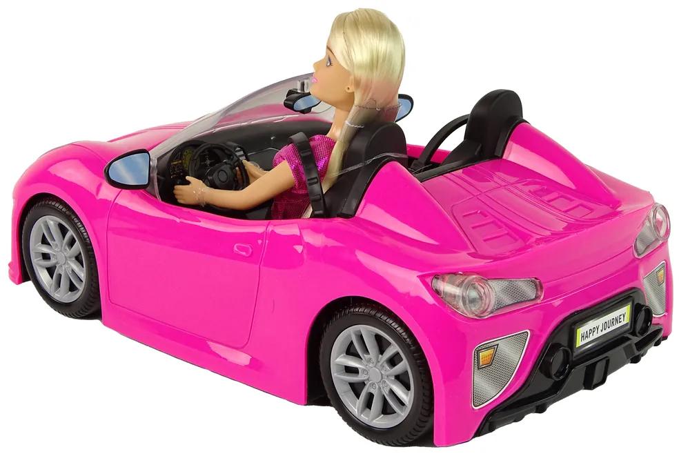 Lean Toys Bábika Anlily v ružovom aute