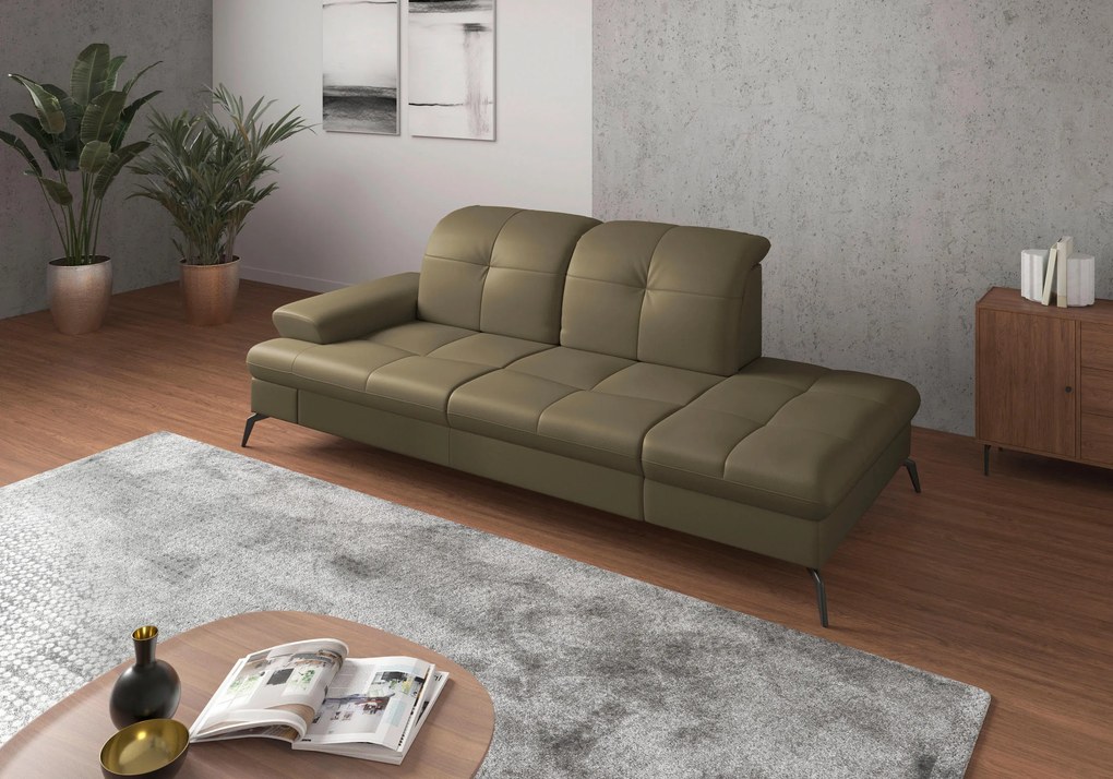 XXXLutz LEŇOŠKA, textil, koža, olivovozelená Sit & More - Online Only obývacie izby - 00014401179T