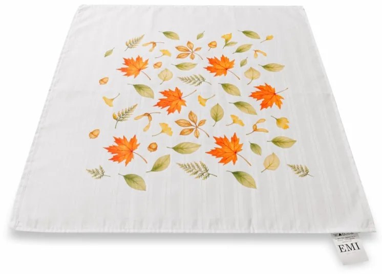 Obrus damaškový Jeseň biely 40x40 cm EMI